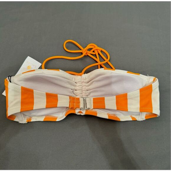 Shade & Shore Bikini Top Womens Small Orange Striped Sexy Feminine Sexy Funky - Picture 6 of 8